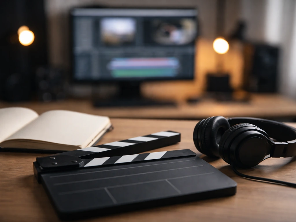 Minimal film-industry desk scene with a clapperboard and notebook, suggesting verifying a Canadian director’s identity.
