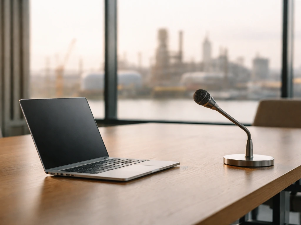Sunlit boardroom with blurred industrial skyline outside, evoking private industrial investment and energy wealth source